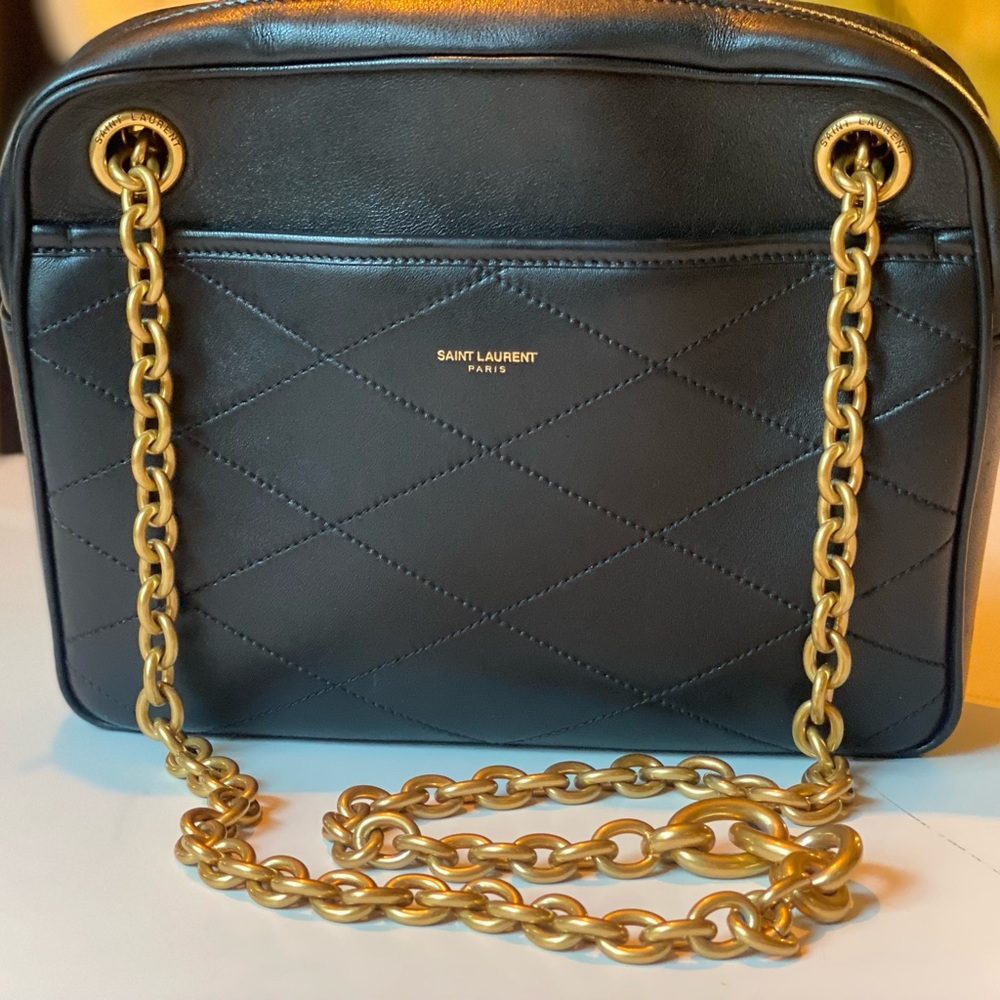 Saint Laurent Black Quilted ‘Le Maillon’ Chain Shoulder Bag